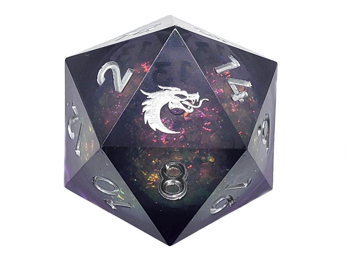 Old School Dice: Sharp Edged 35mm D20 - Liquid Infused