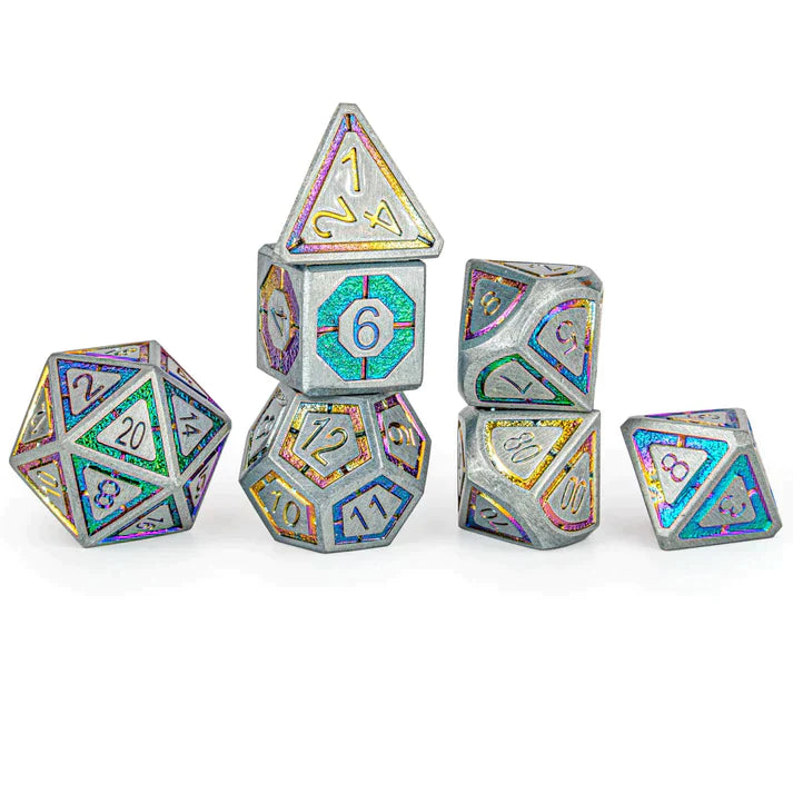 Gunmetal with Rainbow Chrome Inlay Leyline Solid Metal Dice