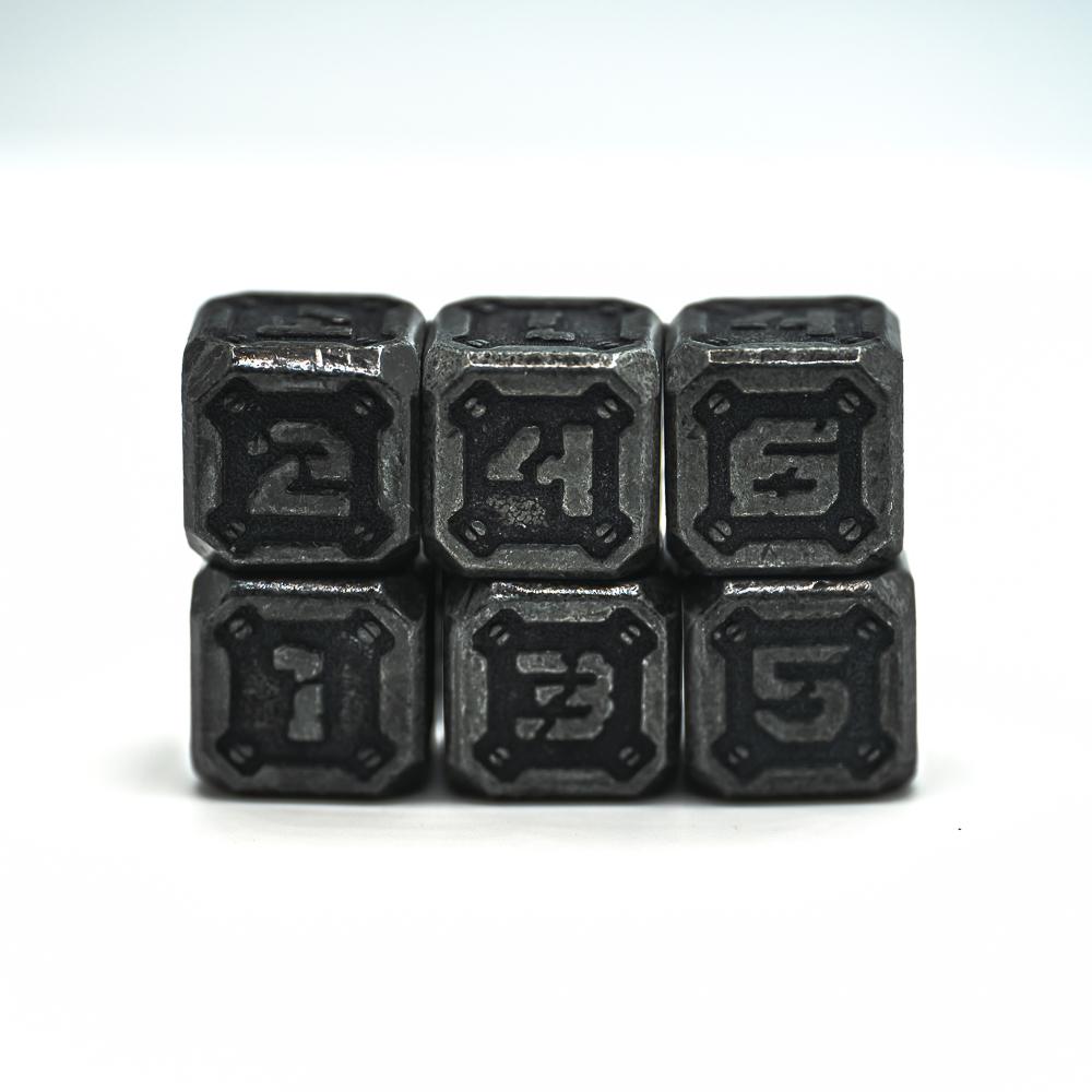 6 d6 Set with Case - Industrial Dark Iron