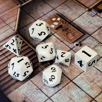 Forged Signature Monochrome Black Metal RPG Dice Set of 7