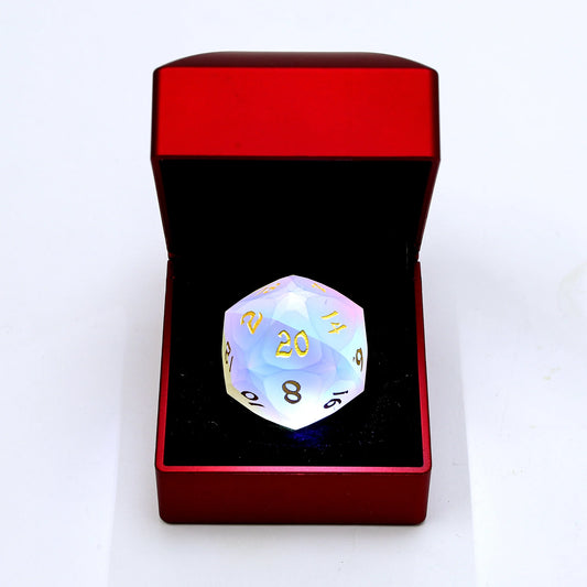30mm Chonk Luster Cut D20 - Frosted Prismatic Crystal