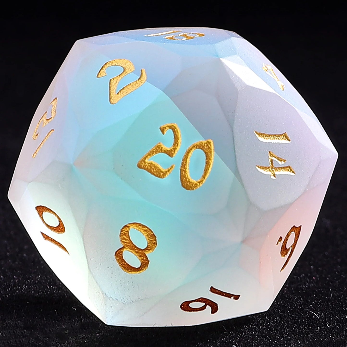 30mm Chonk Luster Cut D20 - Frosted Prismatic Crystal