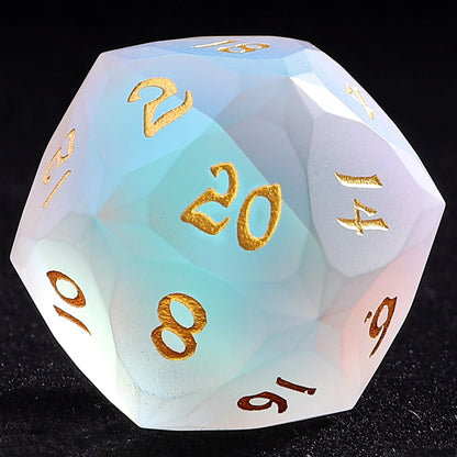 30mm Chonk Luster Cut D20 - Frosted Prismatic Crystal