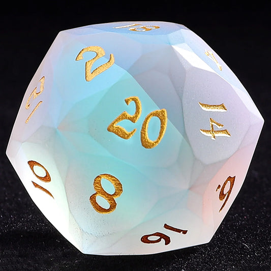 30mm Chonk Luster Cut D20 - Frosted Prismatic Crystal