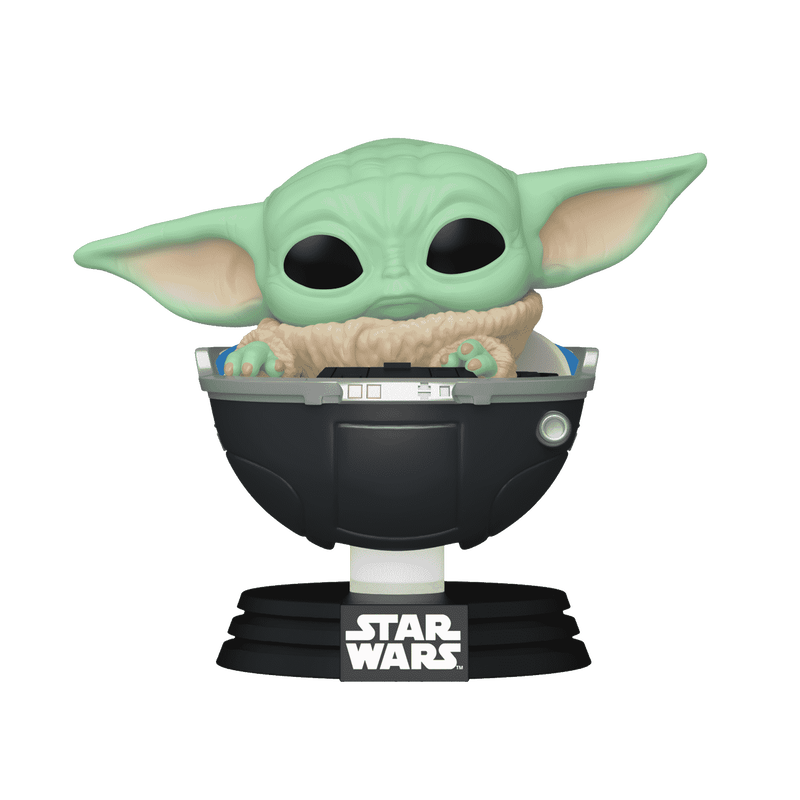 Pop Star Wars Mando Hldy Grogu In Pram Vinyl Figure