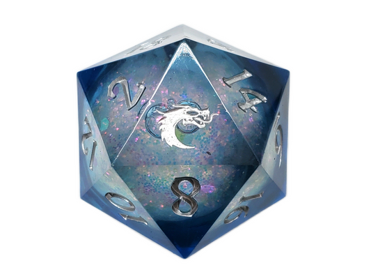 Old School Dice: Sharp Edged 35mm D20 - Liquid Infused