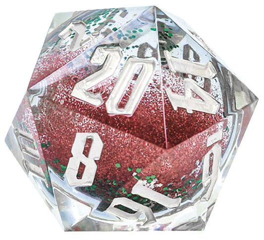 Snow Globe 54mm D20 Silver Ink Red & Green Glitter