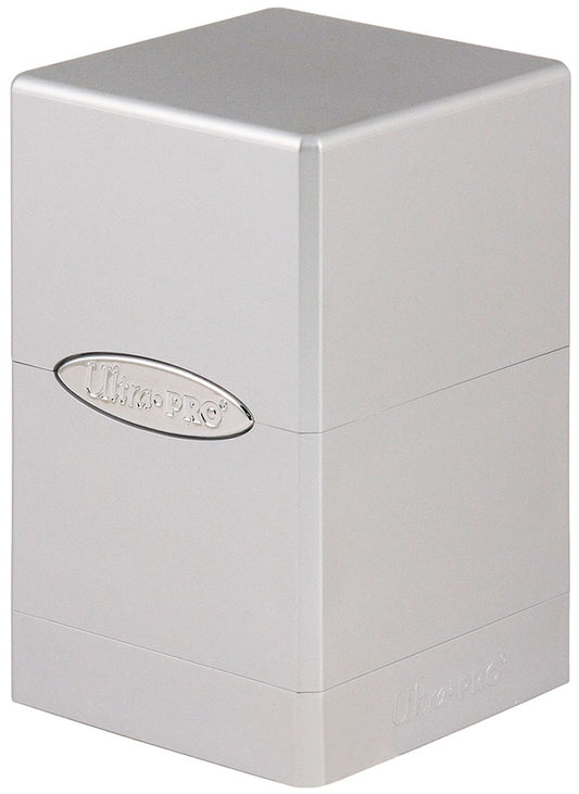 Metallic Silver Satin Tower Deck Box