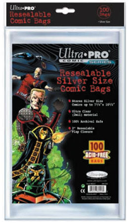 Resealable Comic Bags: Silver Size 7.25in x 10-3/8in (100)