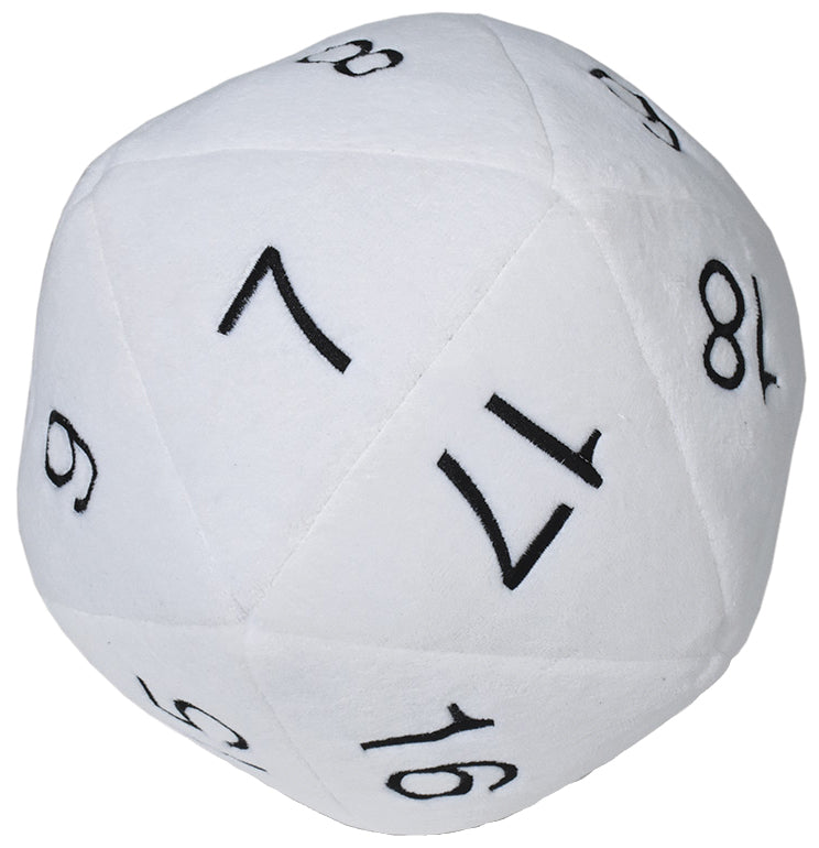 Jumbo D20 Novelty Dice Plush - White with Black