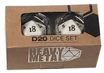 Heavy Metal D20 Dice: White (2)