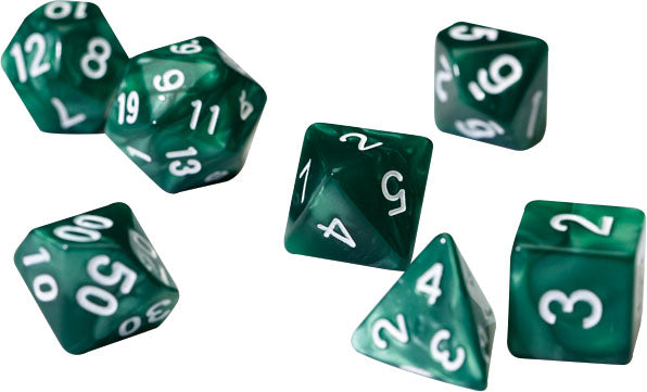 RPG Dice Set (7): Pearl Green Acrylic