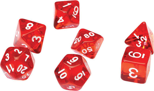 RPG Dice Set (7): Translucent Red Resin