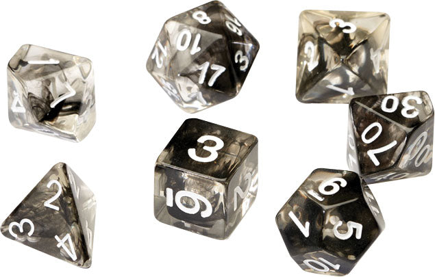 RPG Dice Set (7): Black Cloud Transparent Resin