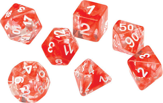 RPG Dice Set (7): Red Cloud Transparent Resin