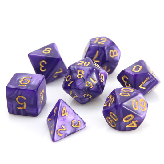 7 Piece RPG Set - Purple Swirl with Gold