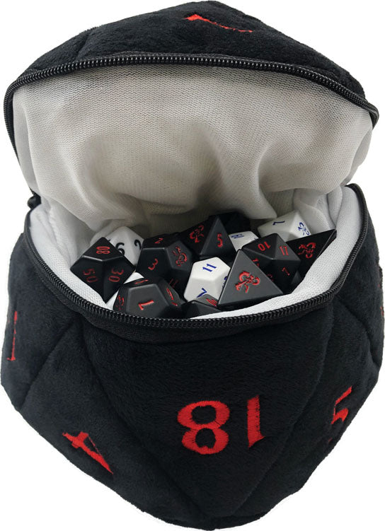 Dungeons & Dragons RPG: Black and Red D20 Plush Dice Bag