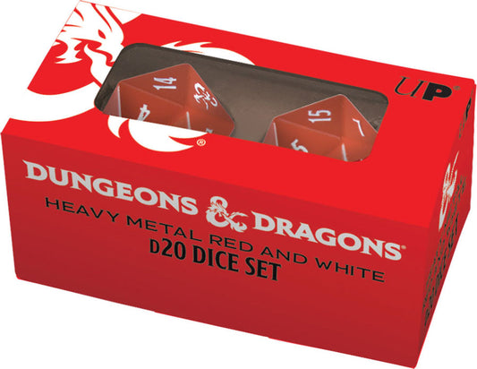 Dungeons & Dragons RPG: Heavy Metal Red and White D20 Dice Set