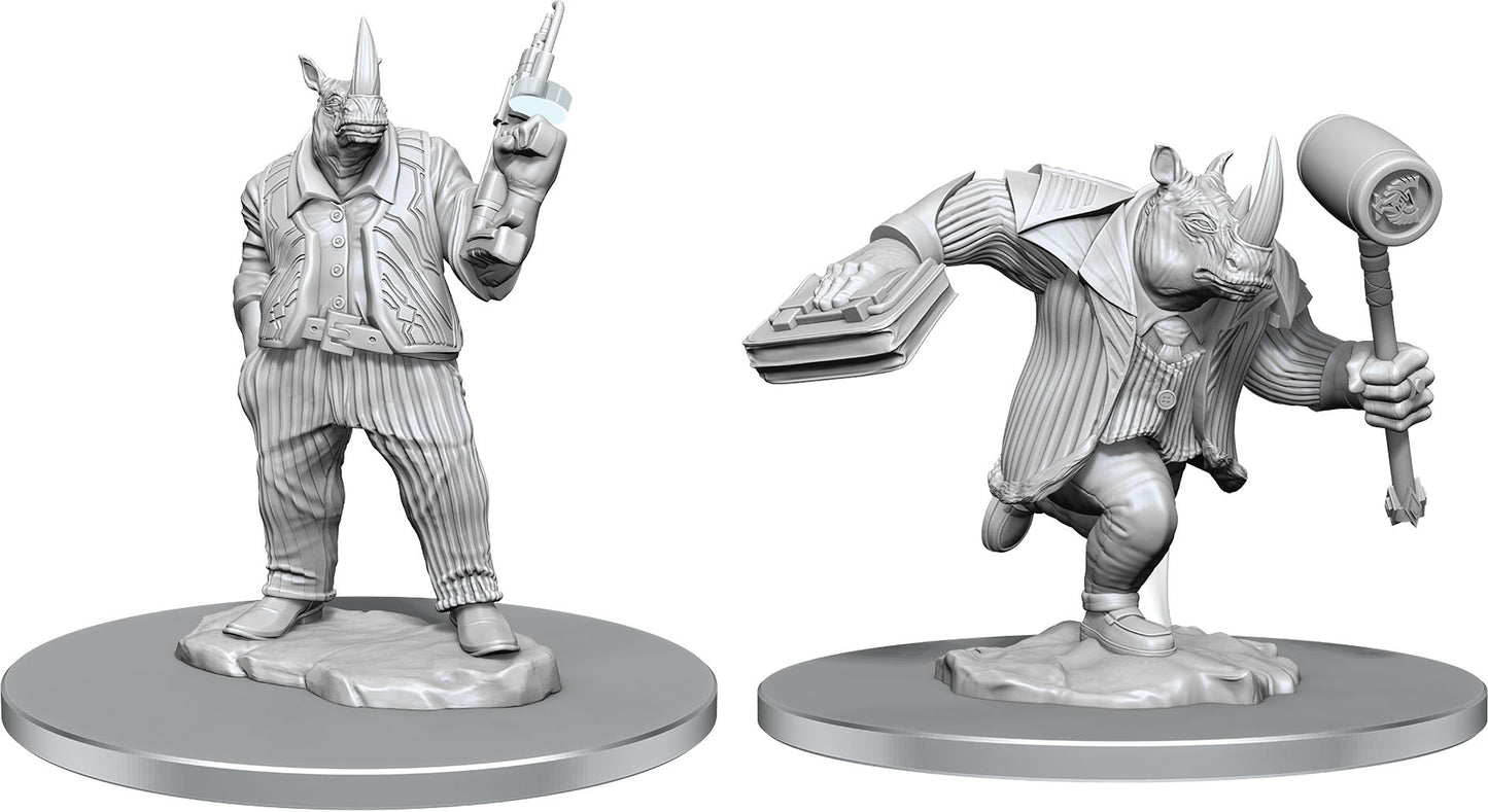 Magic the Gathering Unpainted Miniatures: Freelance Muscle and Rhox Pummeler