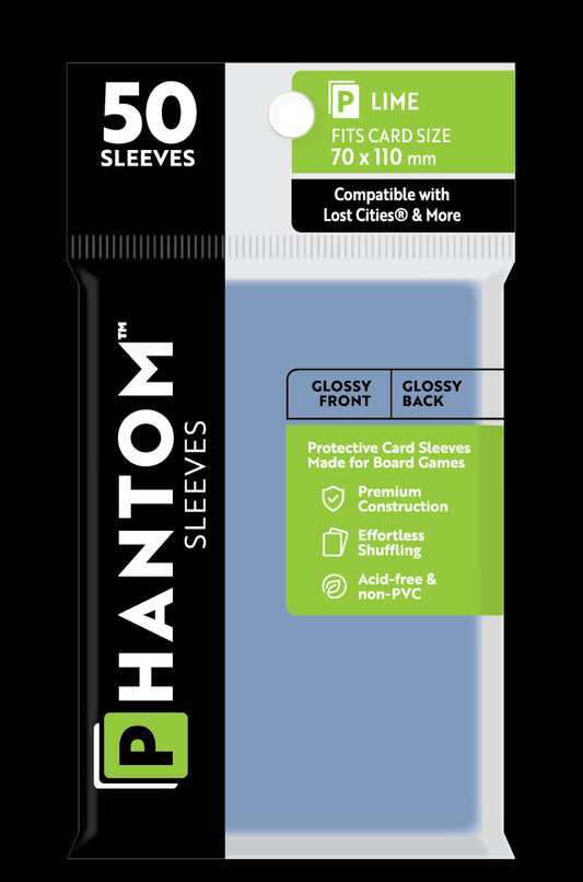 Phantom Sleeves: "Lime Size" (70mm x 110mm) - Gloss/Gloss (50)