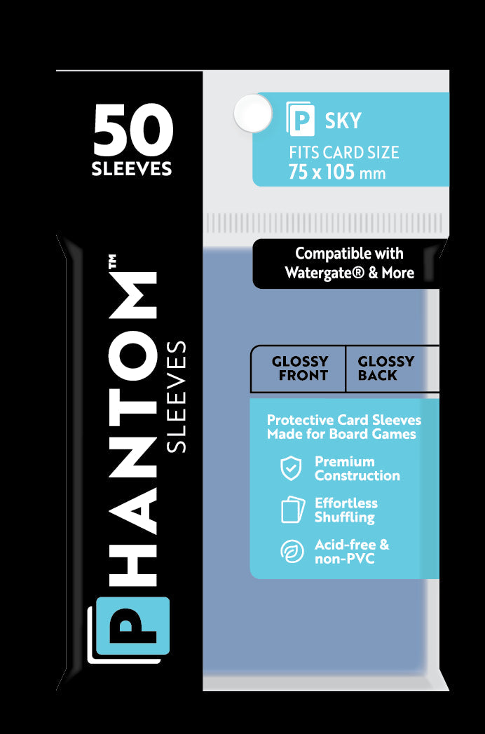 Phantom Sleeves: "Sky Size" (75mm x 105mm) - Gloss/Gloss (50)