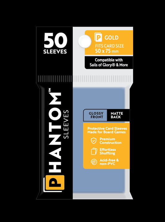 Phantom Sleeves: "Gold Size" (50mm x 75mm) - Gloss/Matte (50)