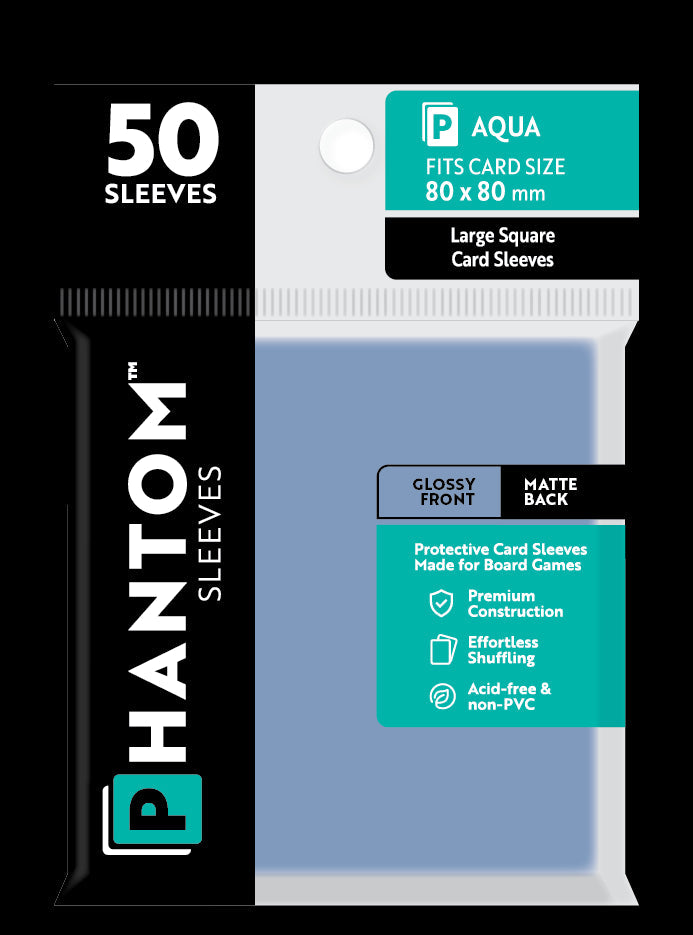 Phantom Sleeves: "Aqua Size" (80mm x 80mm) - Gloss/Matte (50)