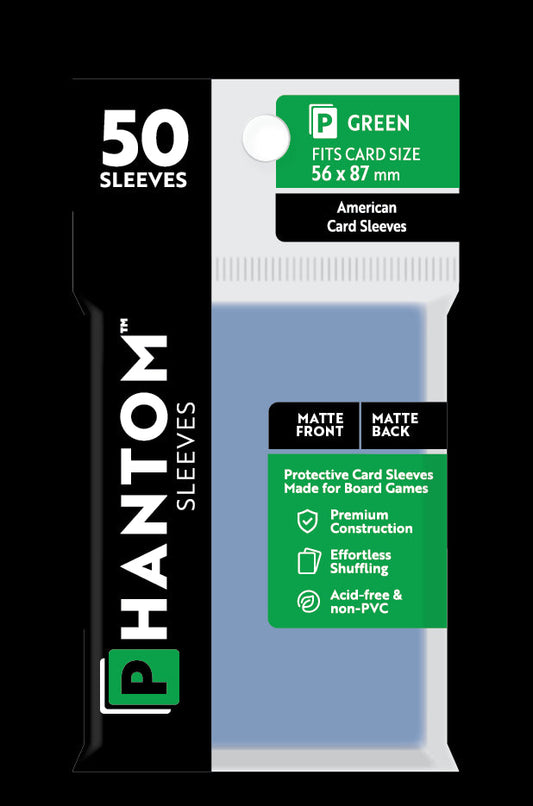 Phantom Sleeves: "Green Size" (56mm x 87mm) - Matte/Matte (50)