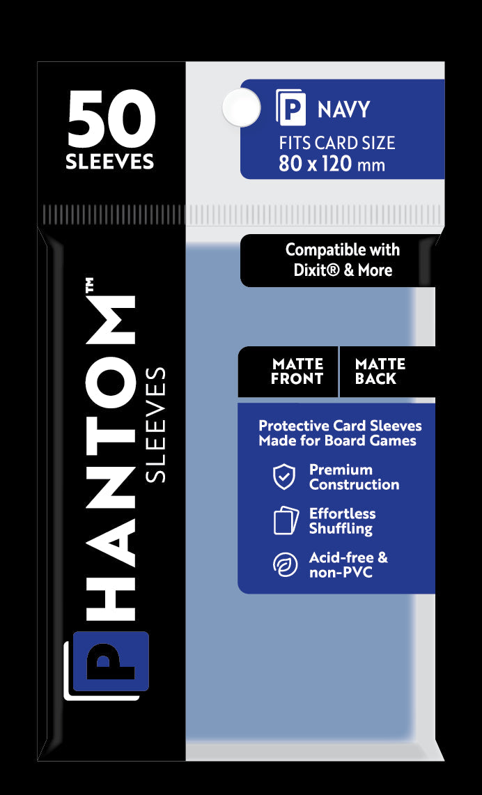 Phantom Sleeves: "Navy Size" (80mm x 120mm) - Matte/Matte (50)