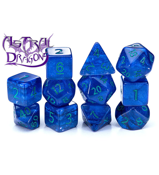 “Astral Dragons” Holographic Dice (7 Polyhedral Dice Set)