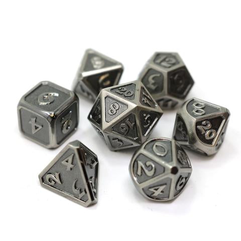 7 Piece RPG Set - Mythica Battleworn Silver