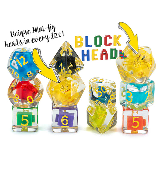 “Block Head” Inclusion Dice (7 Polyhedral Dice Set)