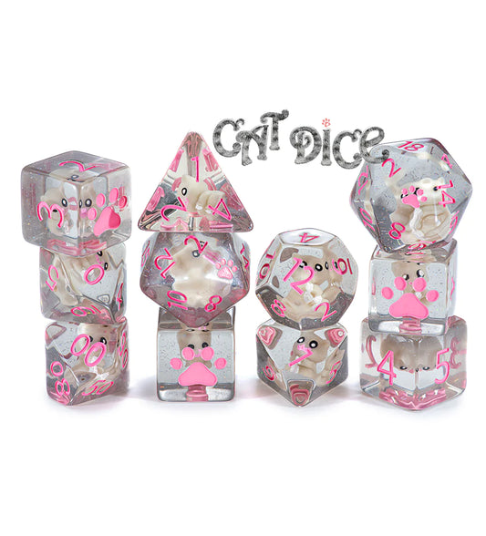 “Cat Dice” Inclusion Dice (7 Polyhedral Dice Set)