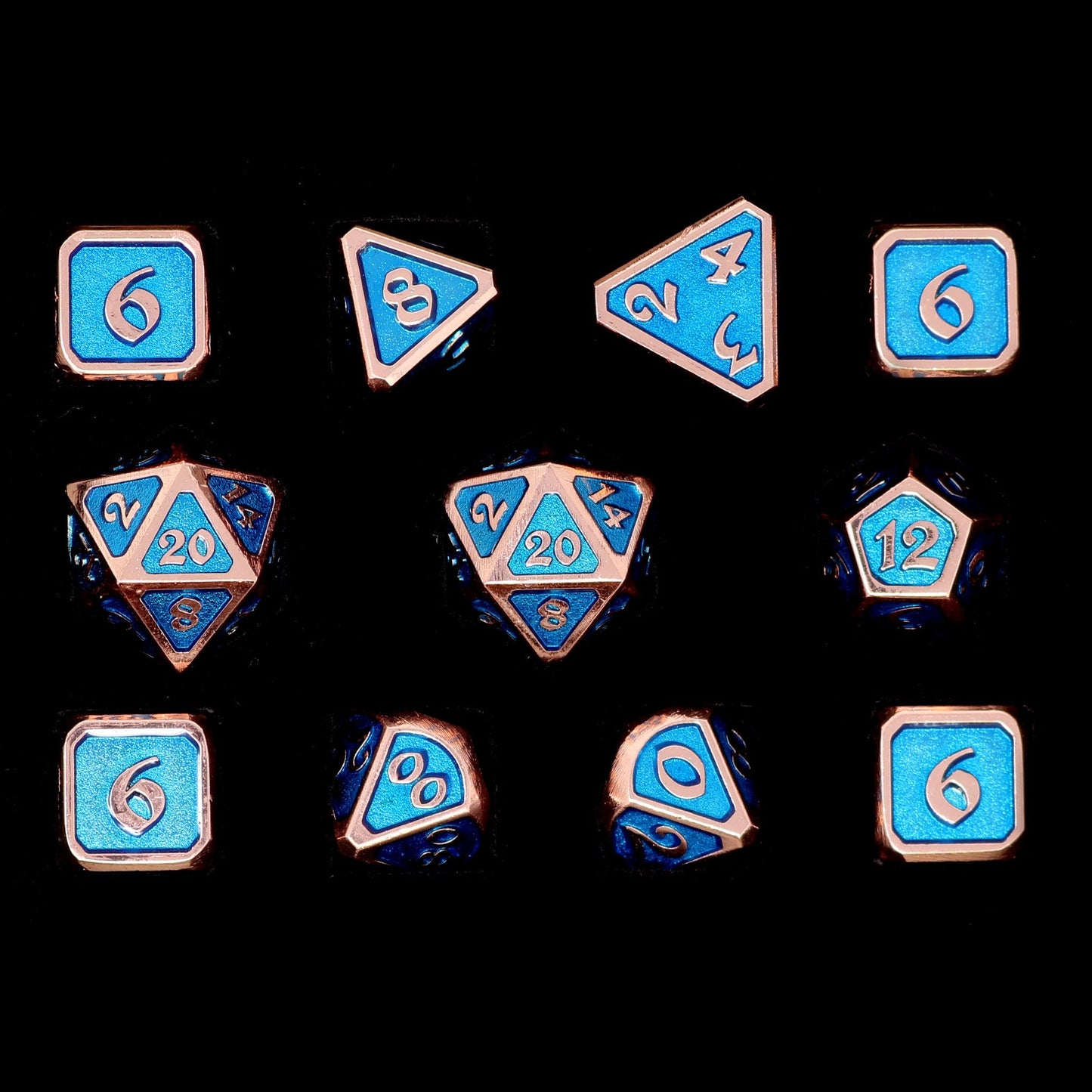 Die Hard Dice 11 Piece RPG Set - Mythica Copper Aquamarine