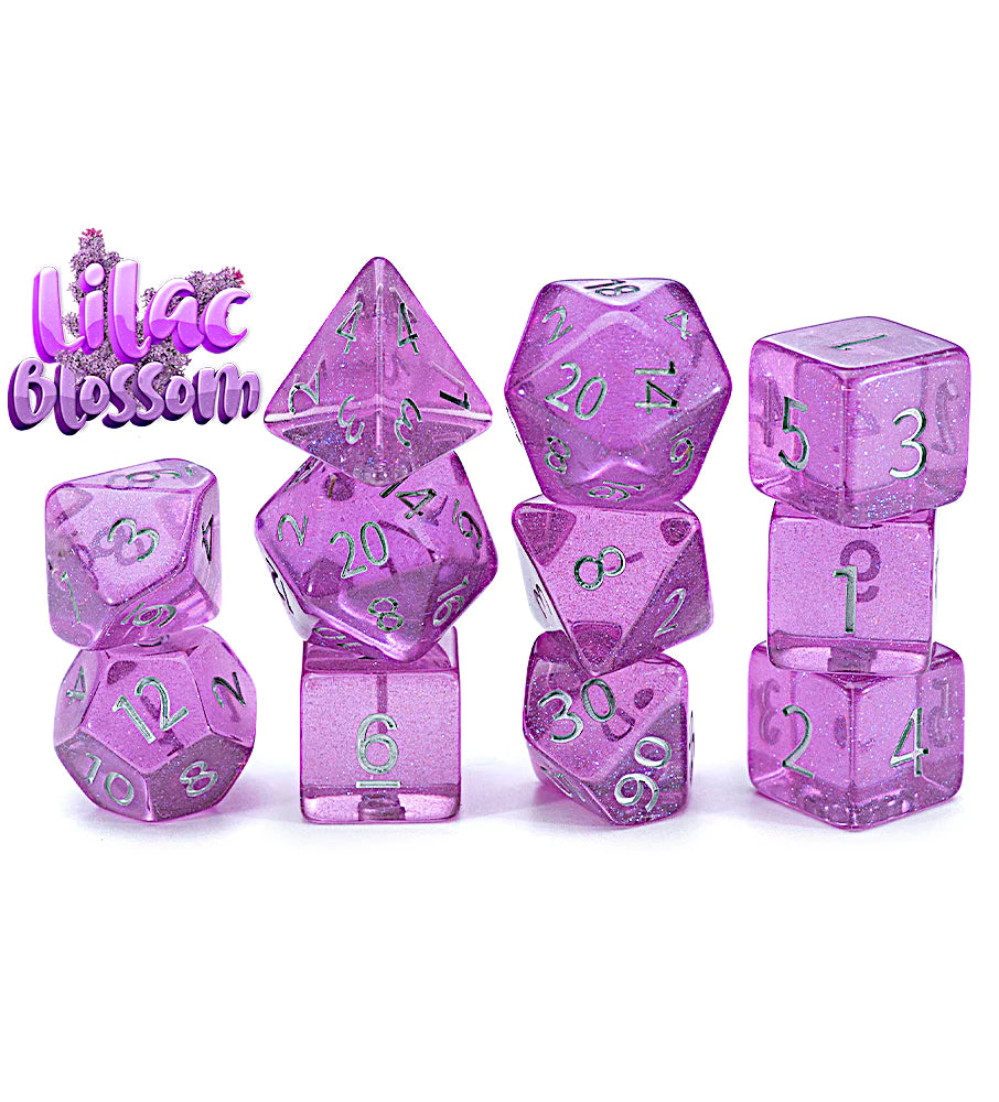 “Lilac Blossom” Holographic Dice (7 Polyhedral Dice Set)