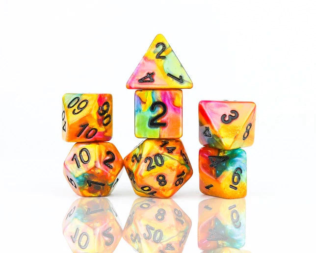 RPG Dice Set (7): Rainbow Gold