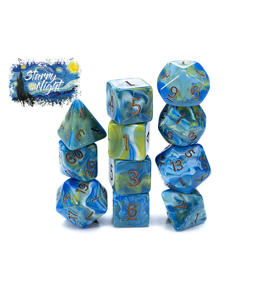 “Starry Night” Van Gogh Dice (7 Polyhedral Dice Set)