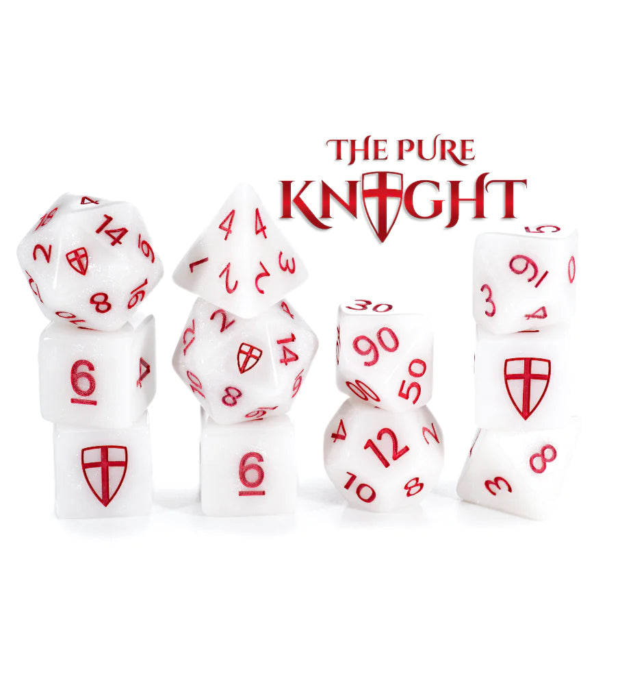 “The Pure Knight” Alea Simplex Dice (7 Polyhedral Dice Set)