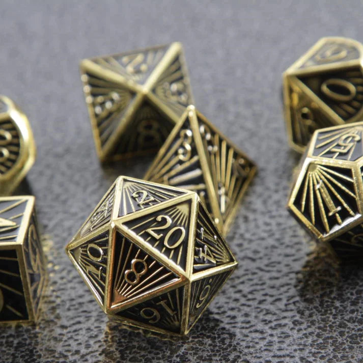 Deco Black Gold Metal Dice Set