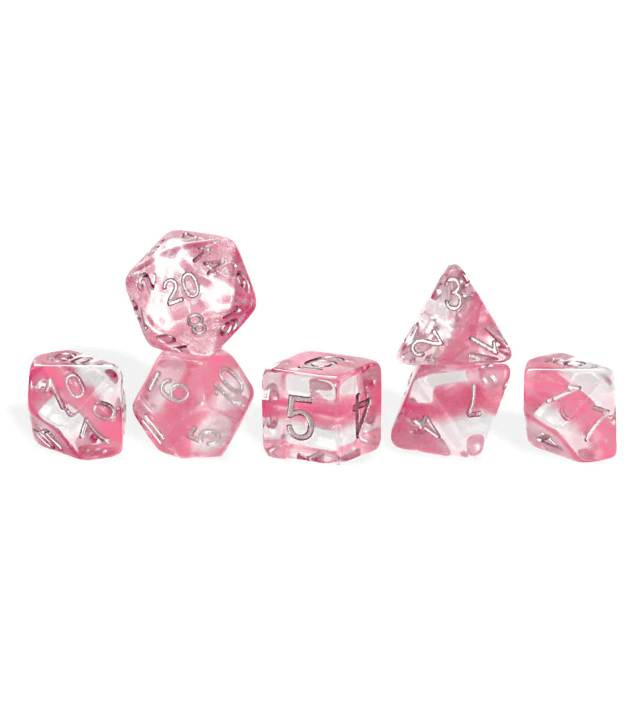 “Rose Quartz” Neutron Dice (7 Polyhedral Dice Set)