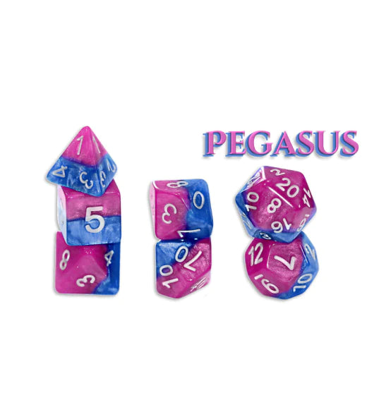 Halfsies Dice: “Pegasus” (7 Polyhedral Dice Set)