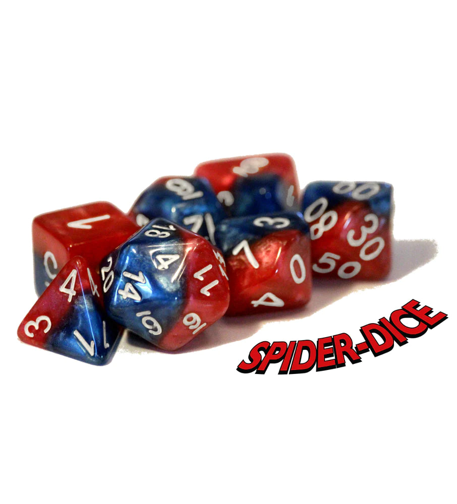 “Spider-Dice” Halfsies Dice (7 Polyhedral Dice Set)