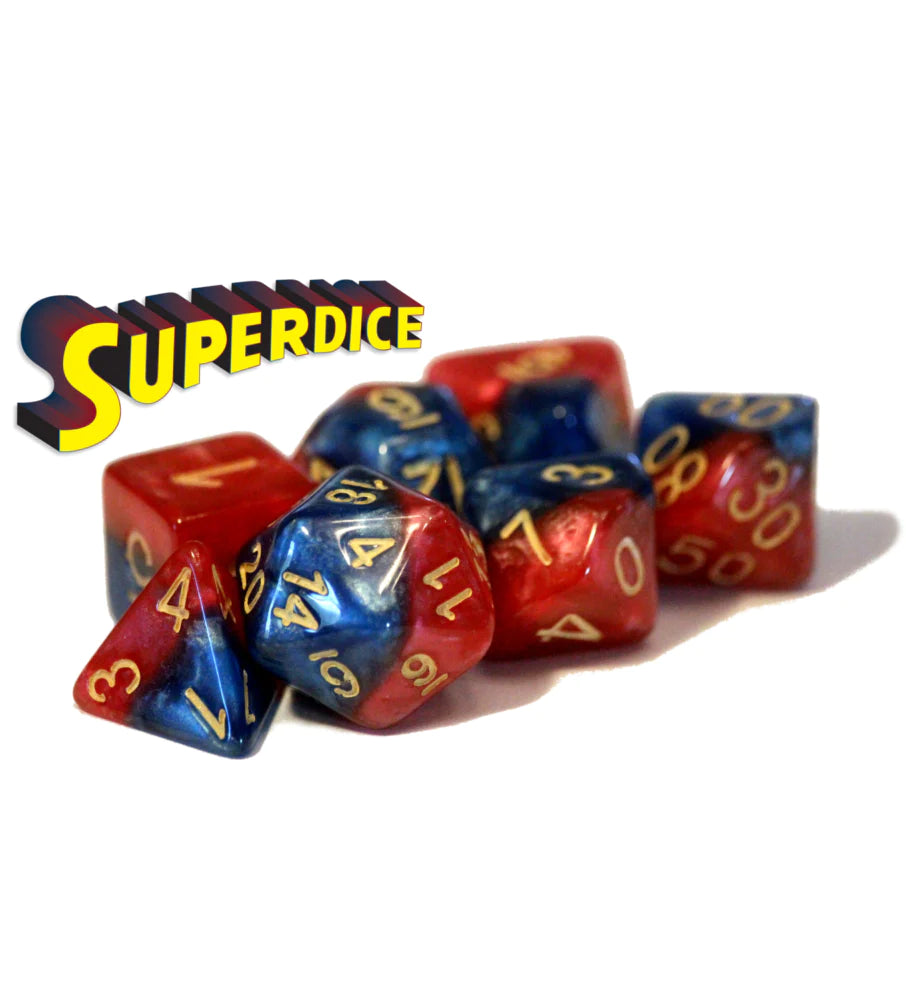 Halfsies Dice: “Superdice” (7 Polyhedral Dice Set)