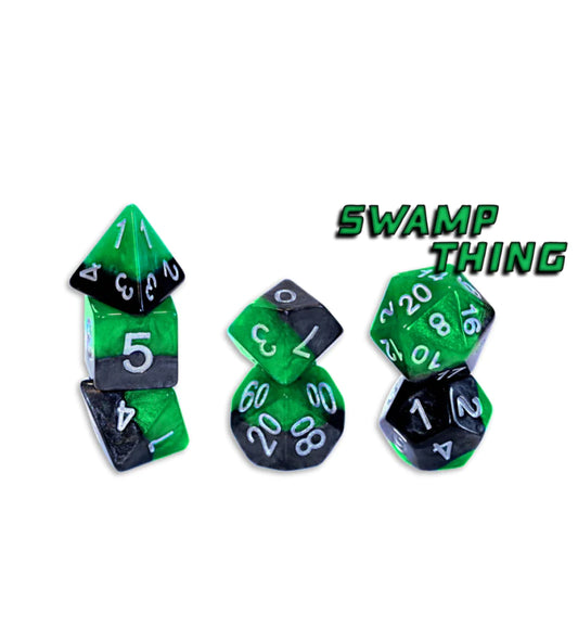 “Swamp Thing” Halfsies Polyhedral Dice Set