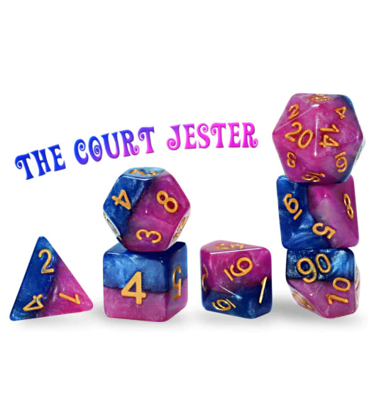 “The Court Jester” Halfsies Dice (7 Polyhedral Dice Set)