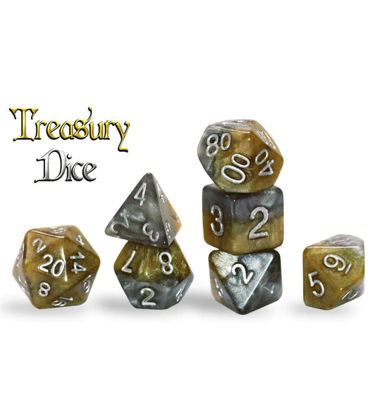 Halfsies Dice: “Treasury Dice” (7 Polyhedral Dice Set)