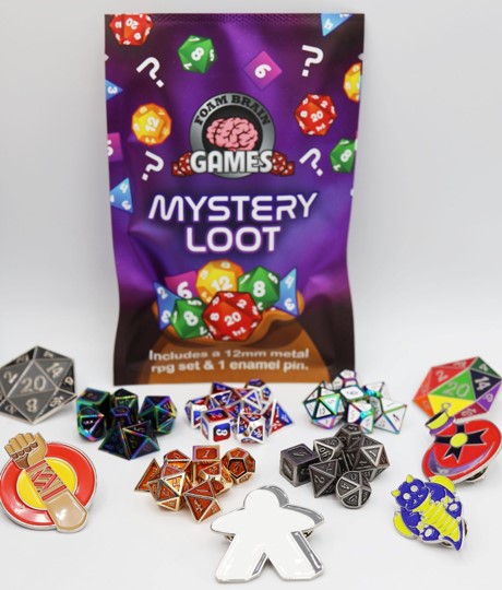 EPIC Mystery Loot: 12mm Metal RPG Dice Set & Bonus Enamel Pin